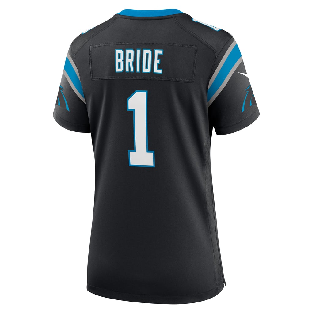 Women's Carolina Panthers Number 1 Bride Black Game Jersey