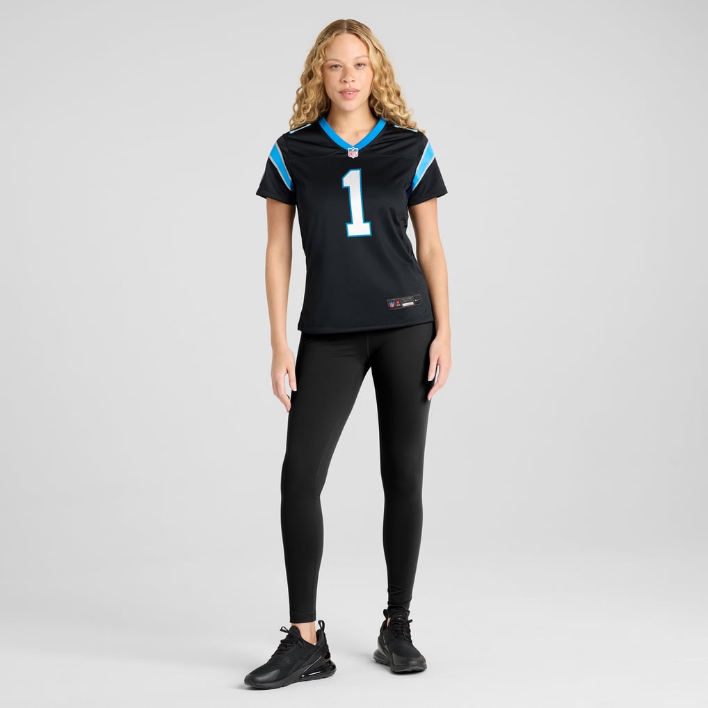 Women's Carolina Panthers Number 1 Bride Black Game Jersey