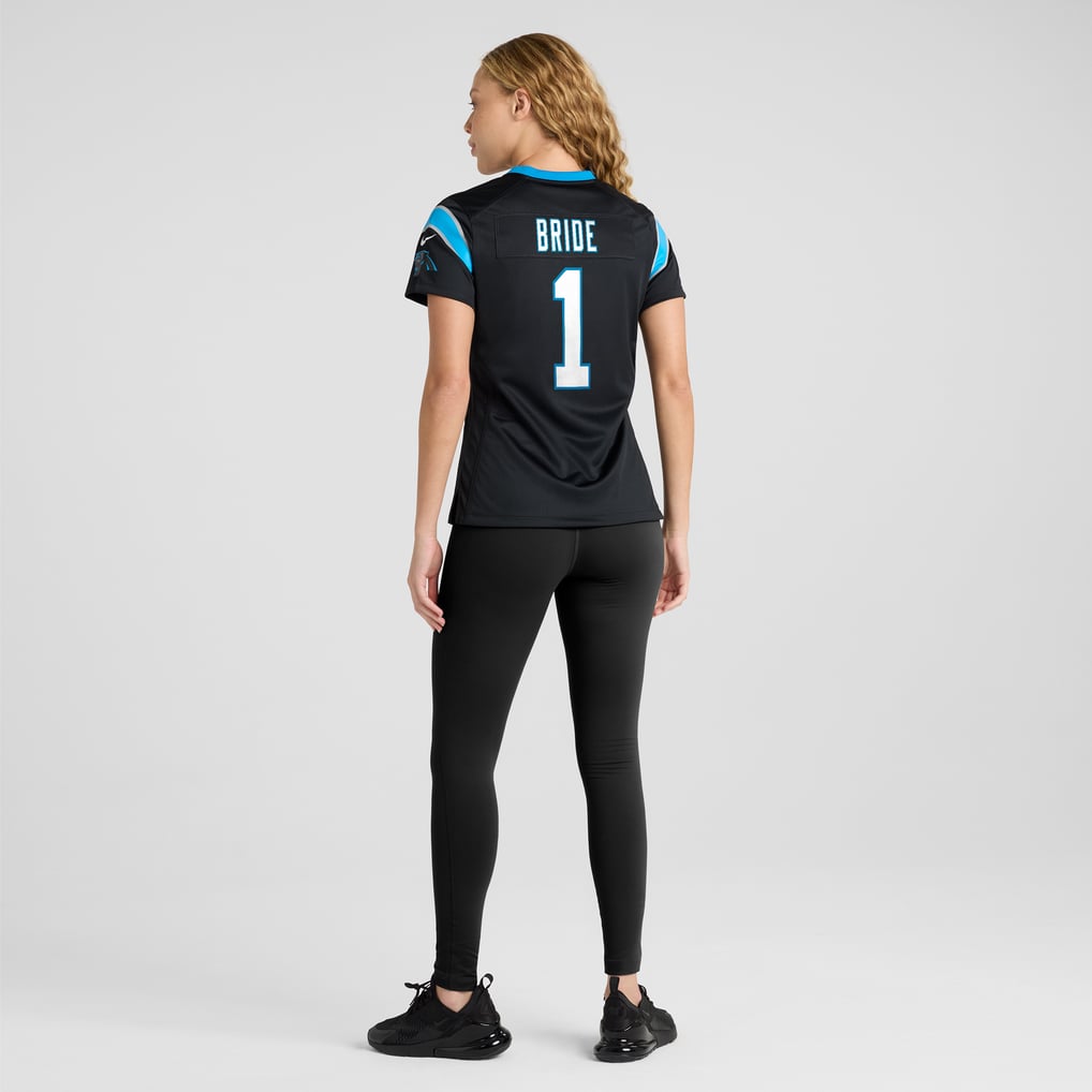 Women's Carolina Panthers Number 1 Bride Black Game Jersey