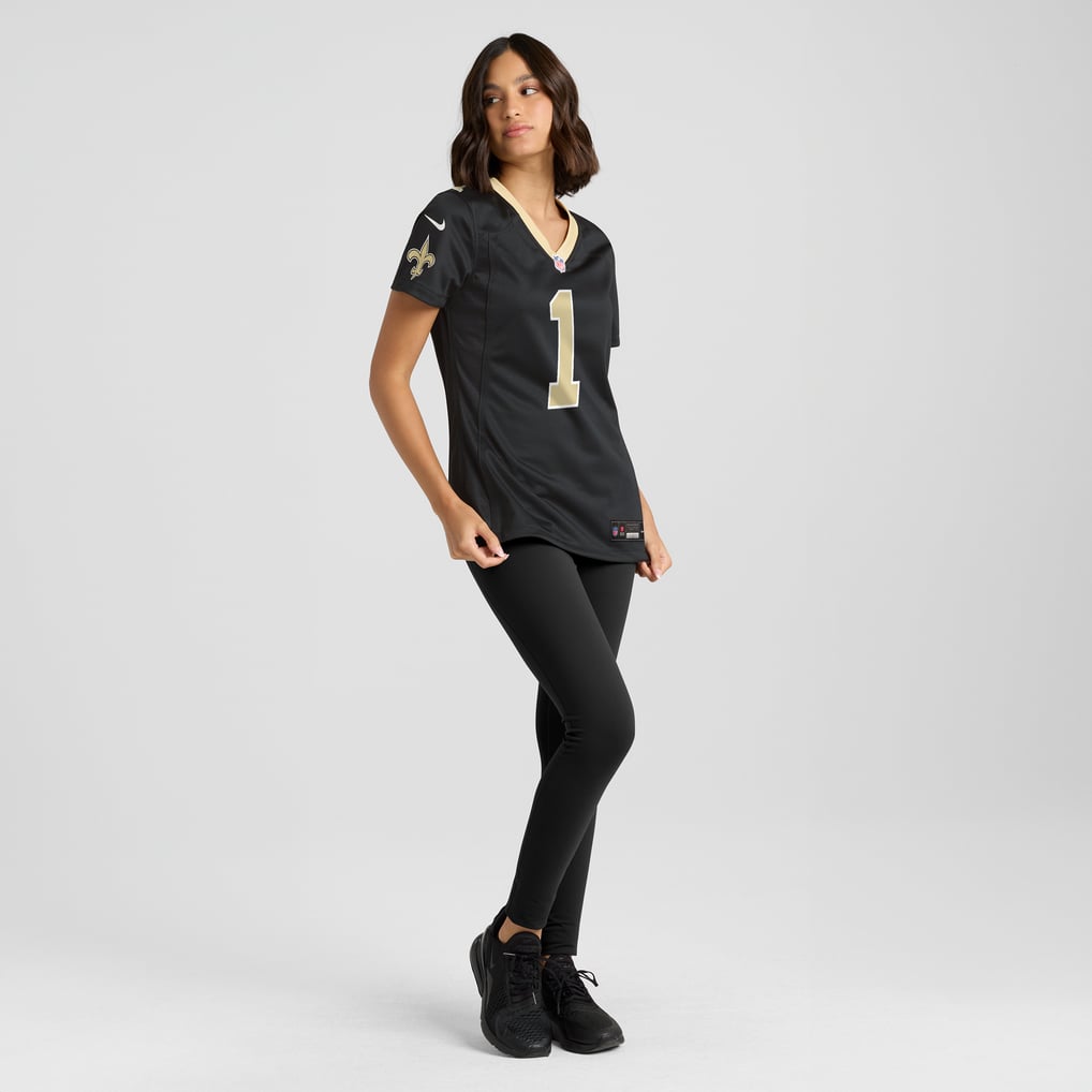Women's New Orleans Saints Number 1 Bride Black Game Jersey