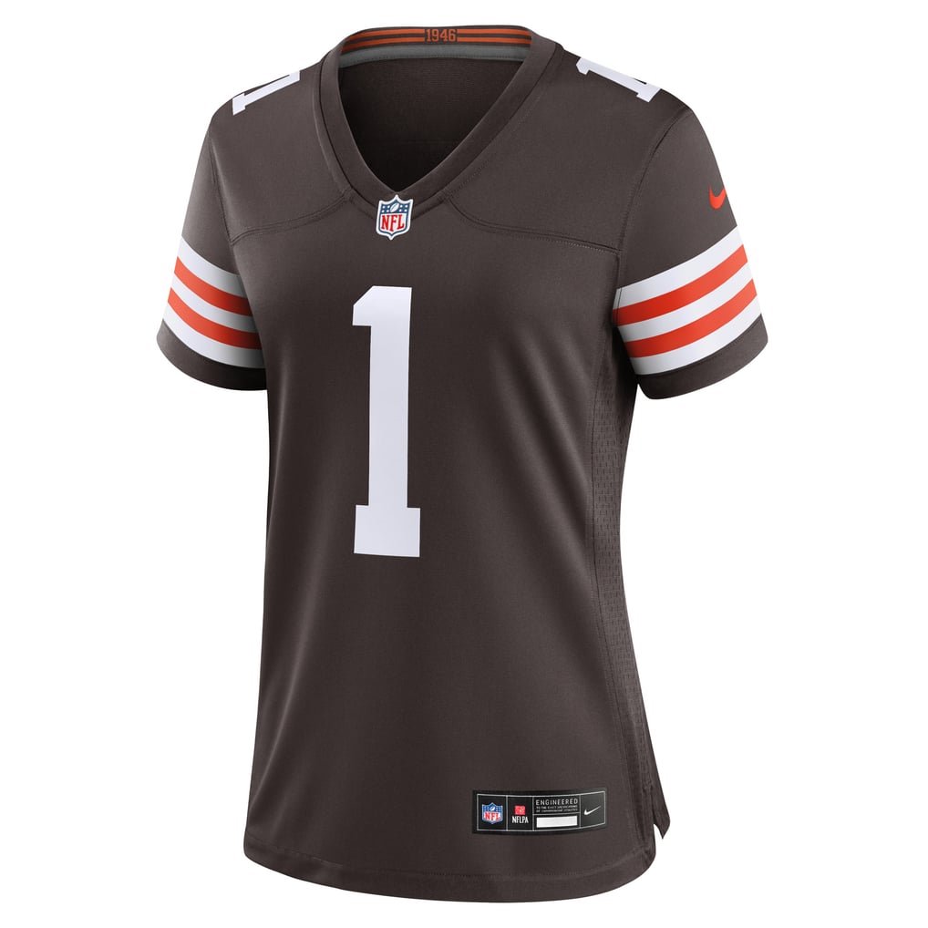 Women's Cleveland Browns Number 1 Bride Brown Game Jersey