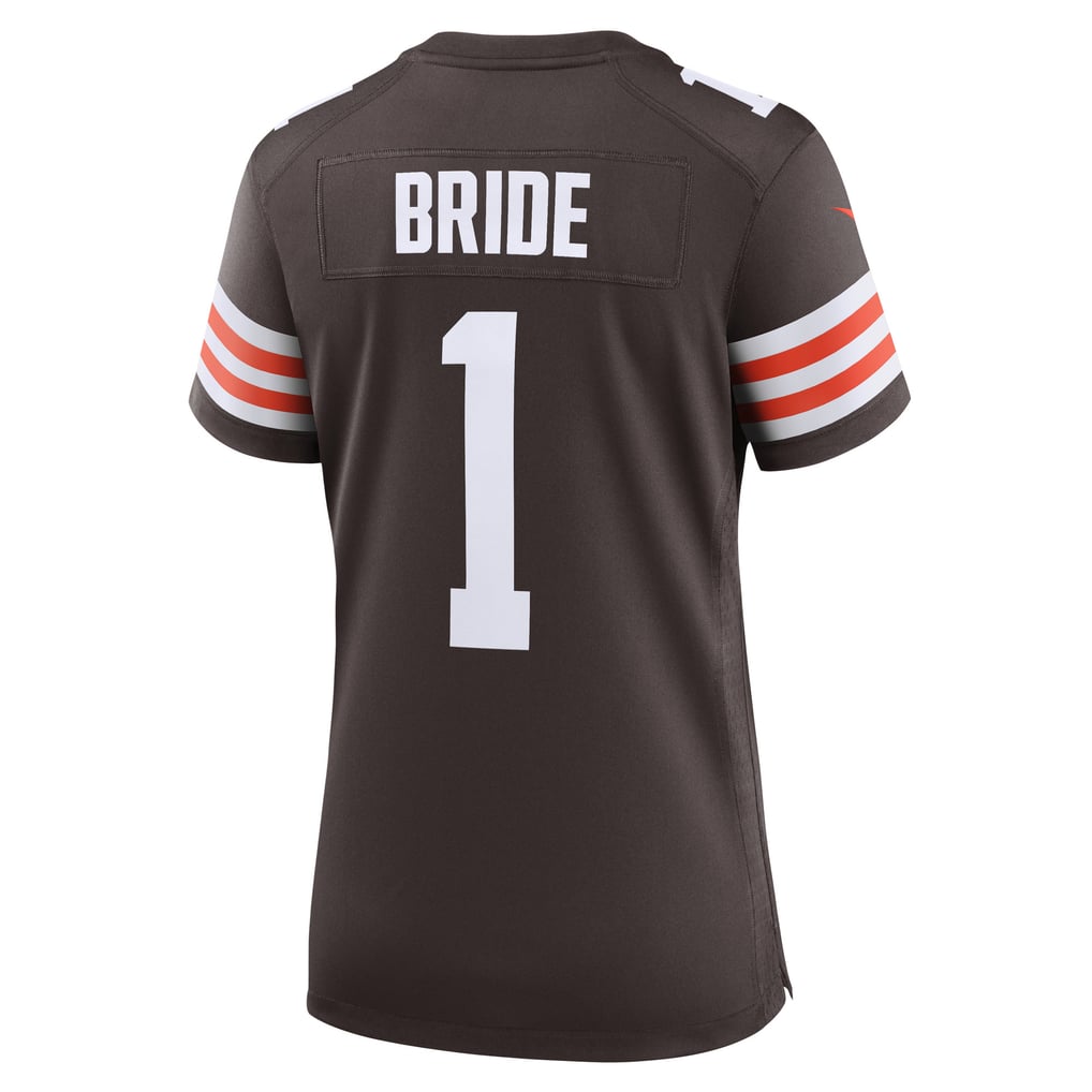 Women's Cleveland Browns Number 1 Bride Brown Game Jersey