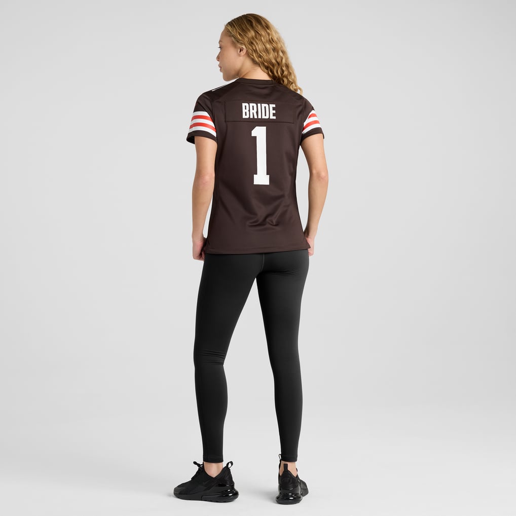 Women's Cleveland Browns Number 1 Bride Brown Game Jersey