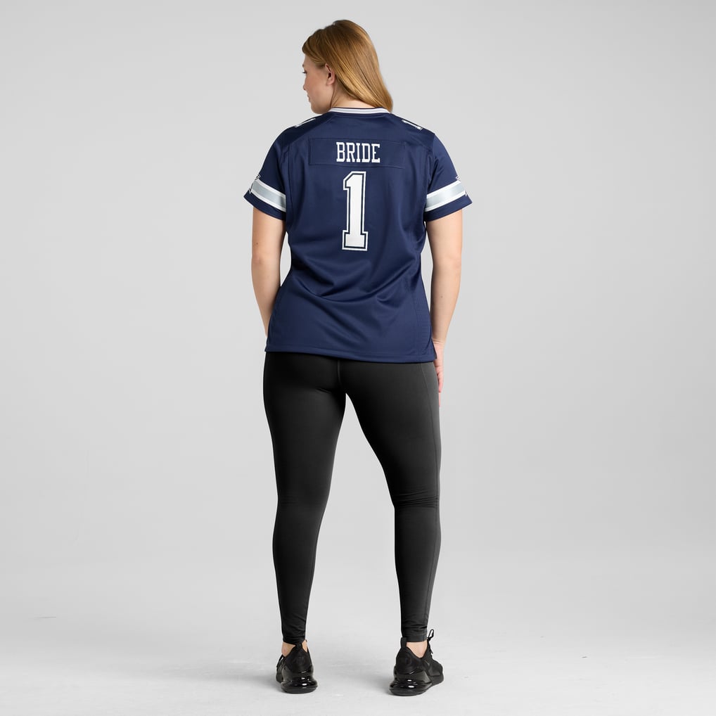 Women's Dallas Cowboys Number 1 Bride Navy Game Jersey