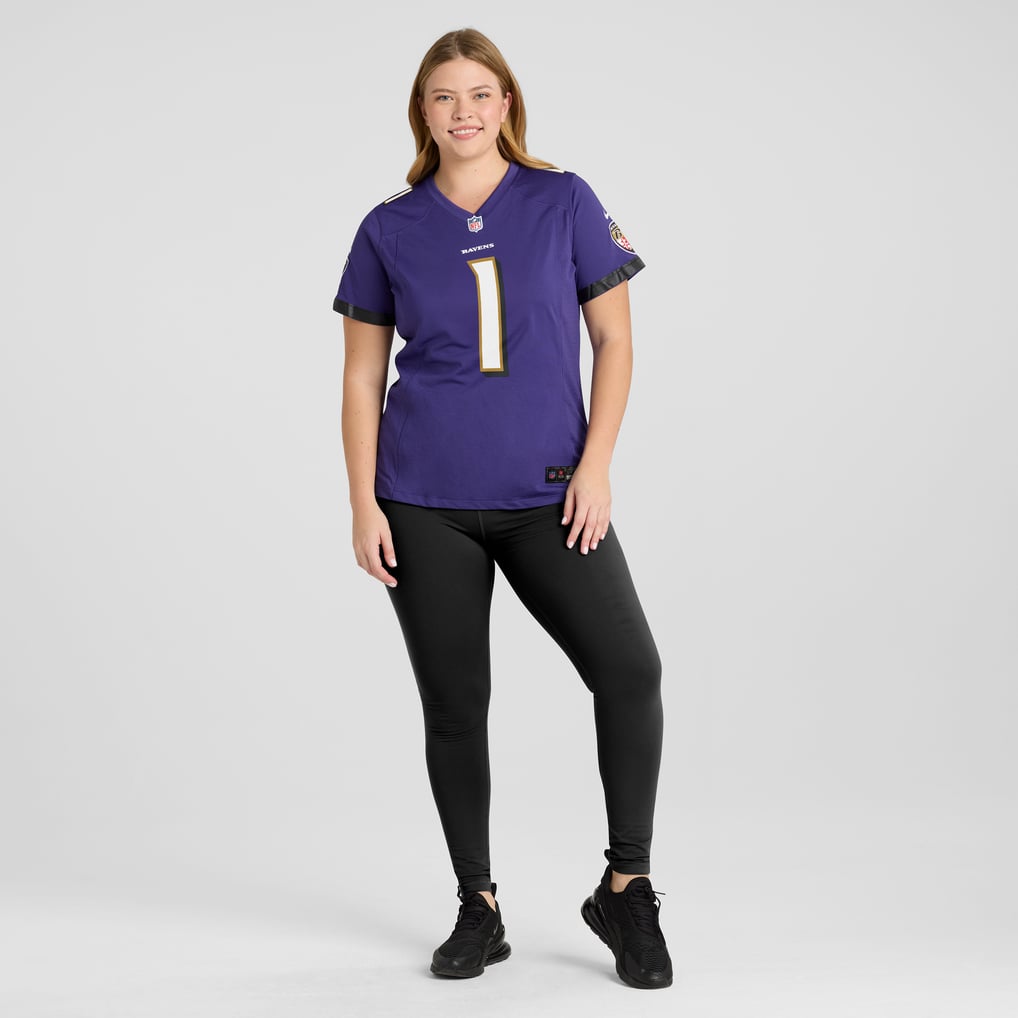 Women's Baltimore Ravens Number 1 Bride Purple Game Jersey