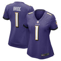 Women's Baltimore Ravens Number 1 Bride Purple Game Jersey