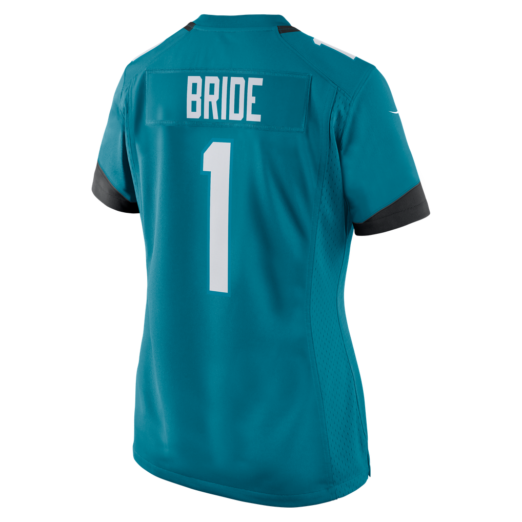 Women's Jacksonville Jaguars Number 1 Bride Teal Game Jersey