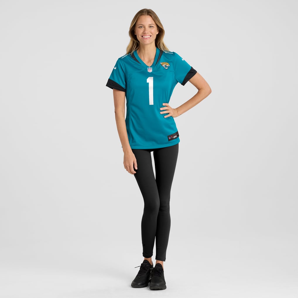 Women's Jacksonville Jaguars Number 1 Bride Teal Game Jersey