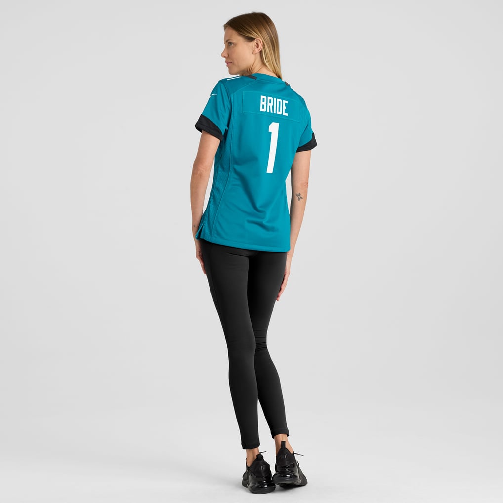 Women's Jacksonville Jaguars Number 1 Bride Teal Game Jersey