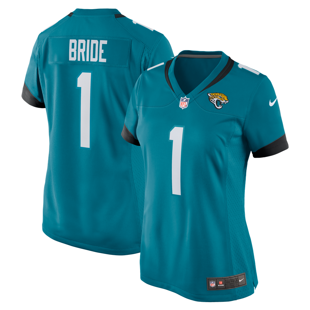 Women's Jacksonville Jaguars Number 1 Bride Teal Game Jersey