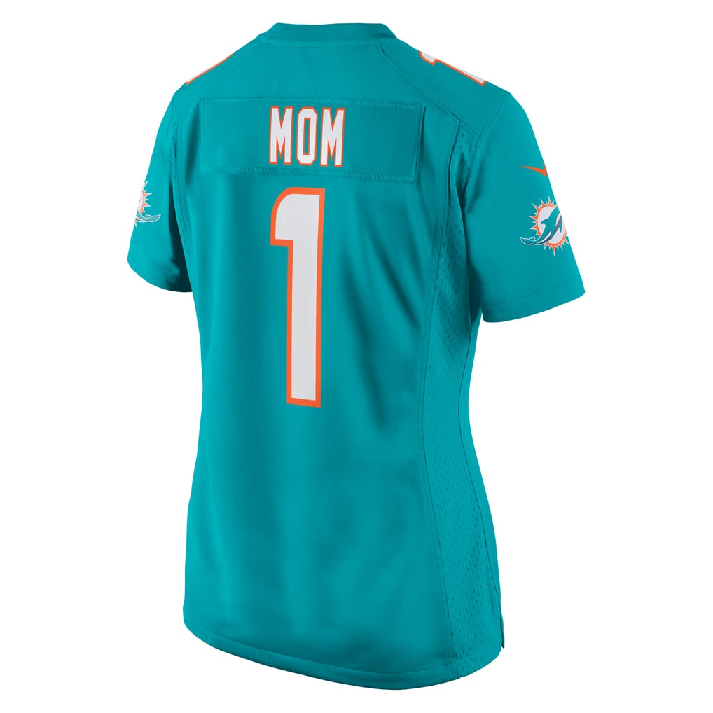 Women's Miami Dolphins Number 1 Mom Aqua Game Jersey
