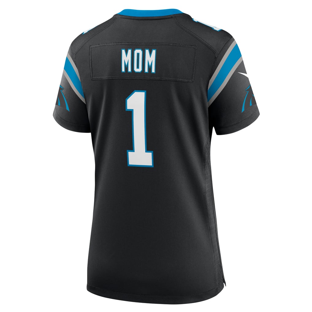 Women's Carolina Panthers Number 1 Mom Black Game Jersey
