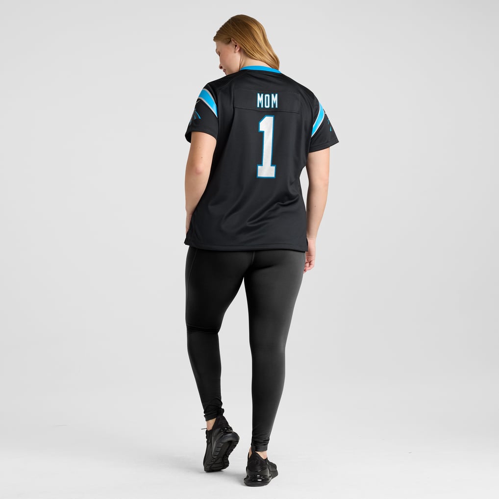Women's Carolina Panthers Number 1 Mom Black Game Jersey