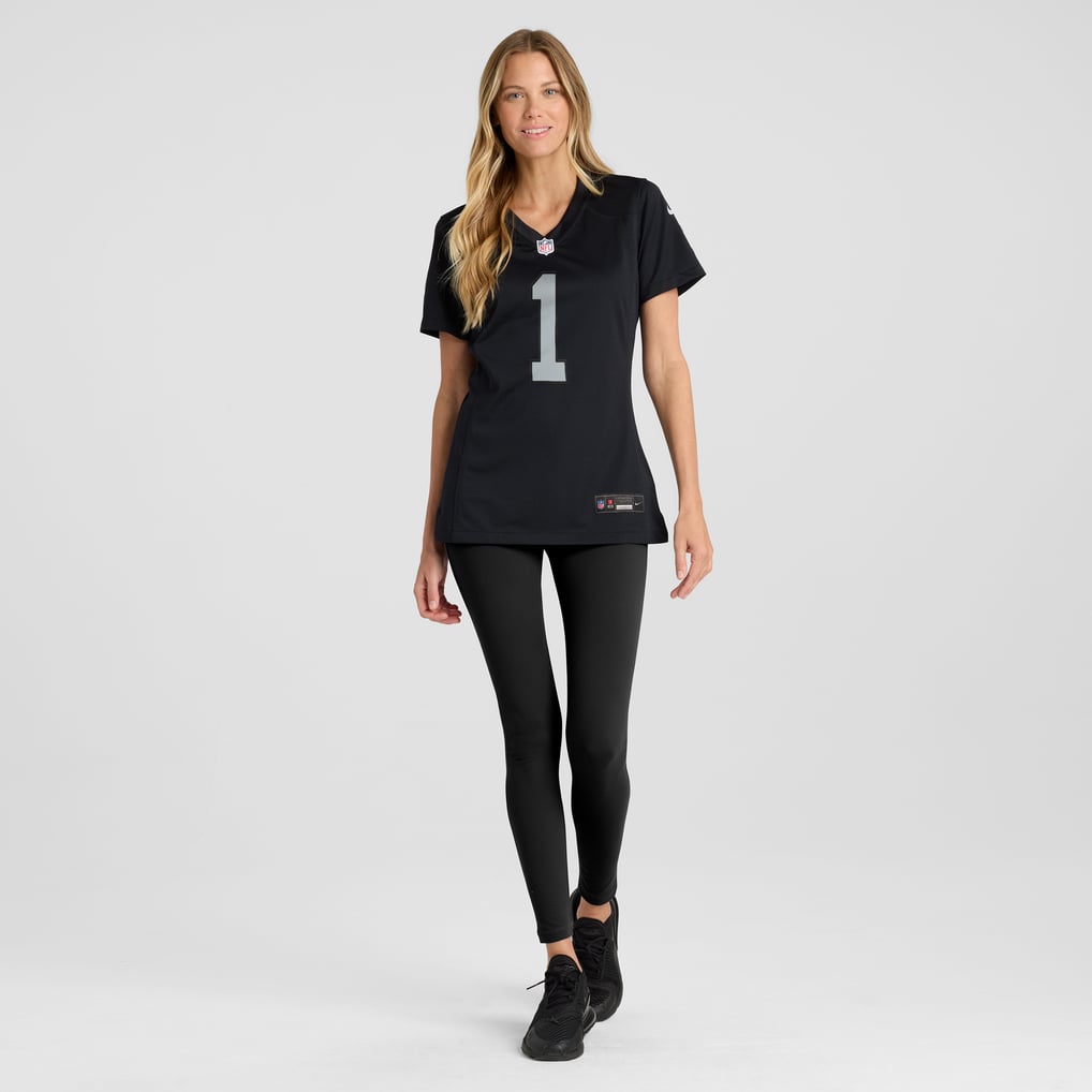 Women's Las Vegas Raiders Number 1 Mom Black Game Jersey