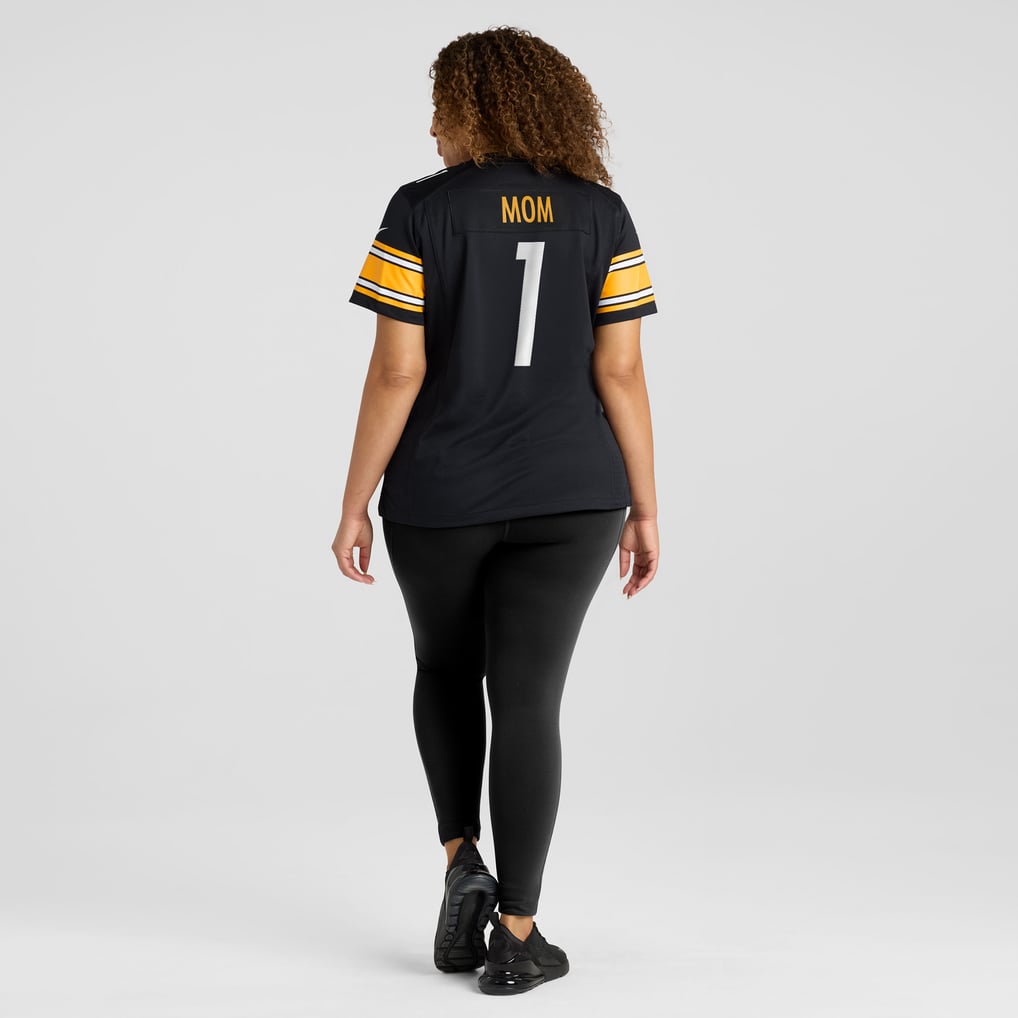 Women's Pittsburgh Steelers Number 1 Mom Black Game Jersey