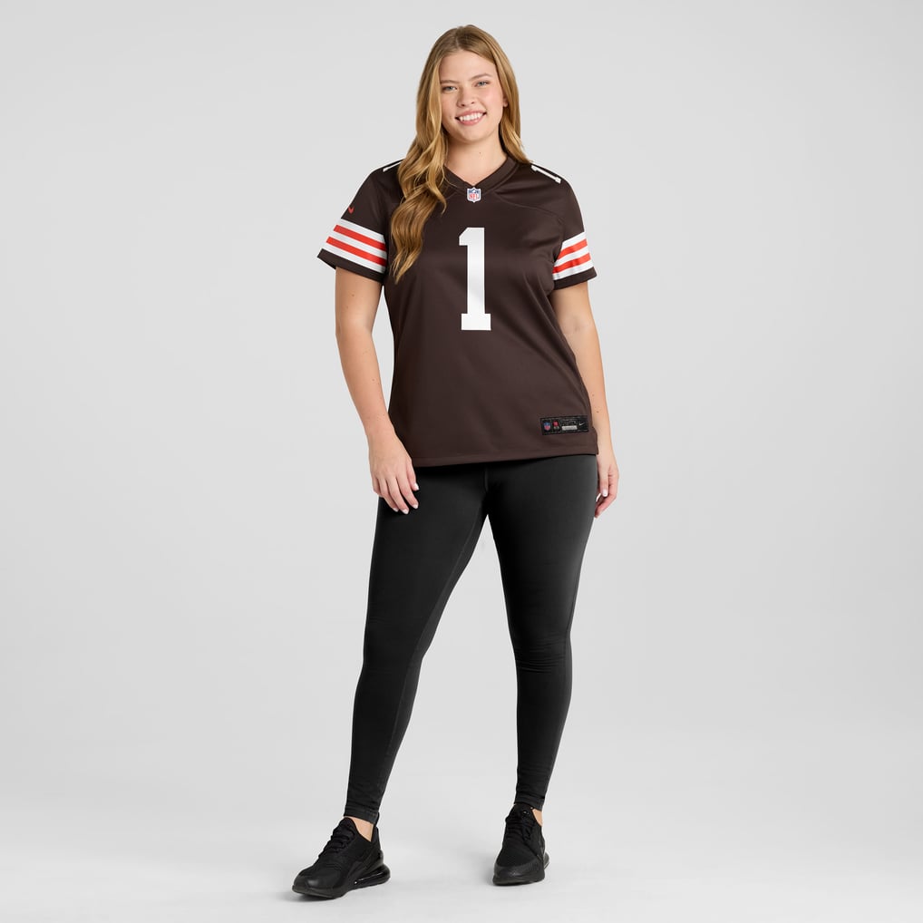Women's Cleveland Browns Number 1 Mom Brown Game Jersey