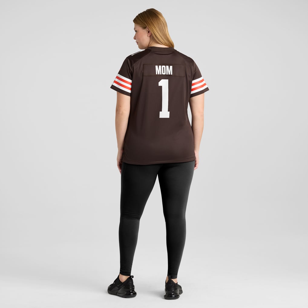 Women's Cleveland Browns Number 1 Mom Brown Game Jersey