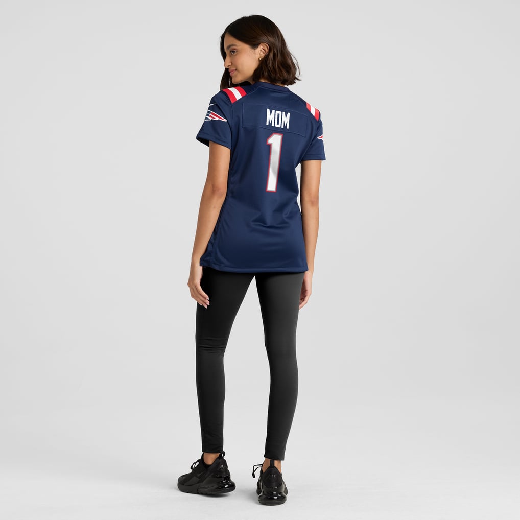 Women's New England Patriots Number 1 Mom Navy Game Jersey
