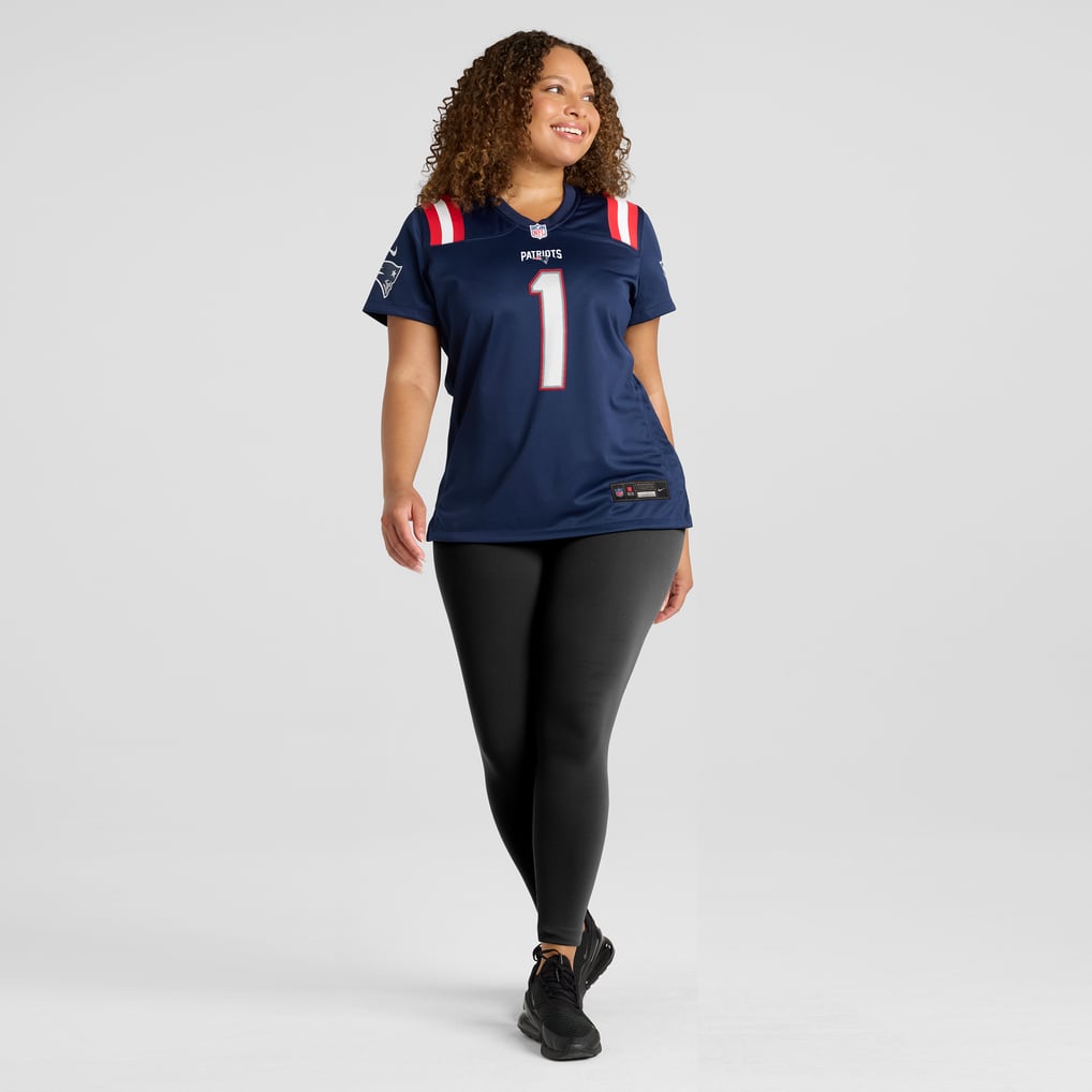 Women's New England Patriots Number 1 Mom Navy Game Jersey