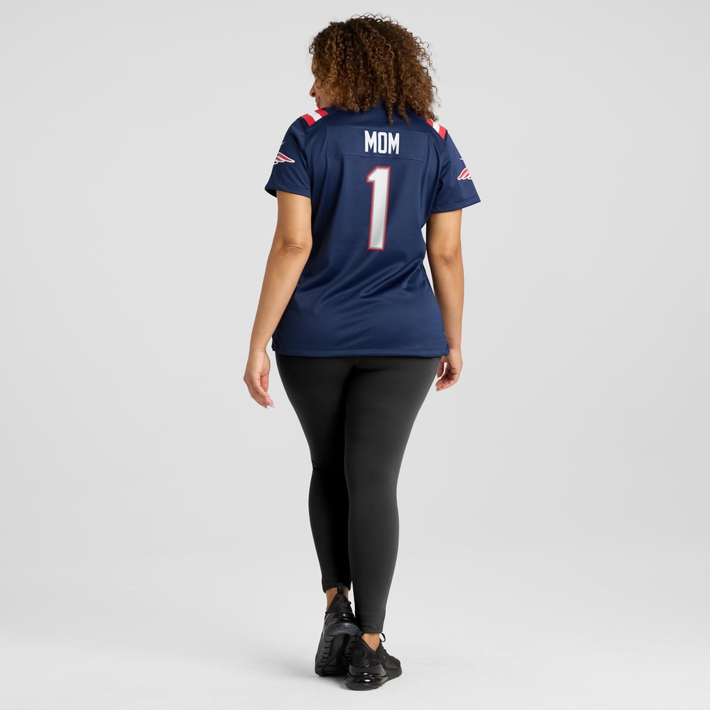 Women's New England Patriots Number 1 Mom Navy Game Jersey