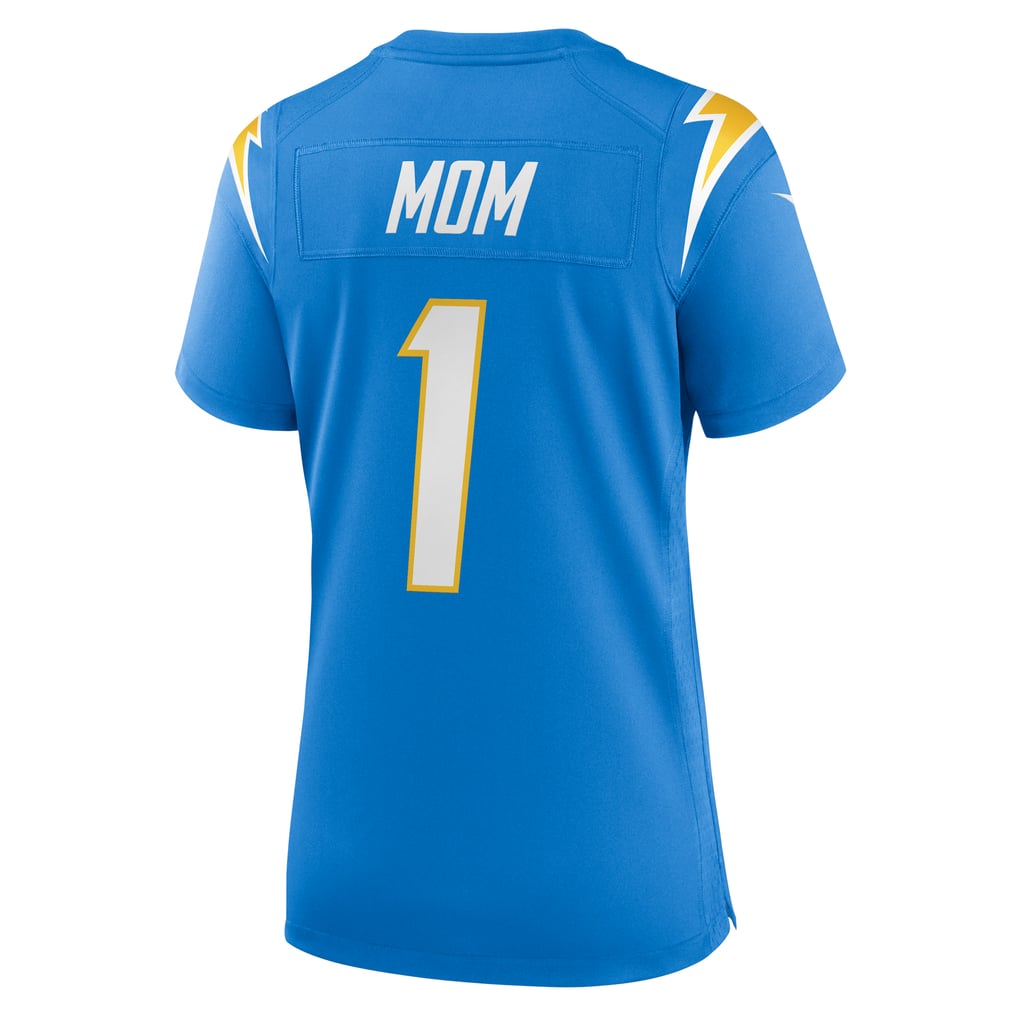 Women's Los Angeles Chargers Number 1 Mom Powder Blue Game Jersey