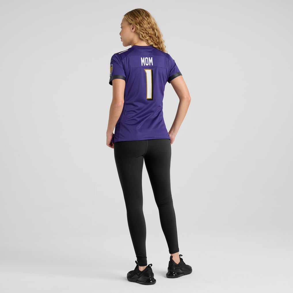 Women's Baltimore Ravens Number 1 Mom Purple Game Jersey