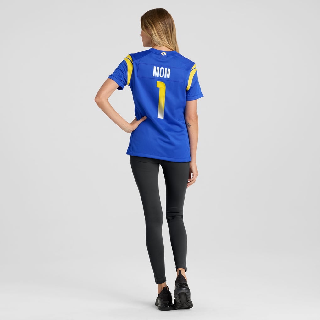 Women's Los Angeles Rams Number 1 Mom Royal Game Jersey