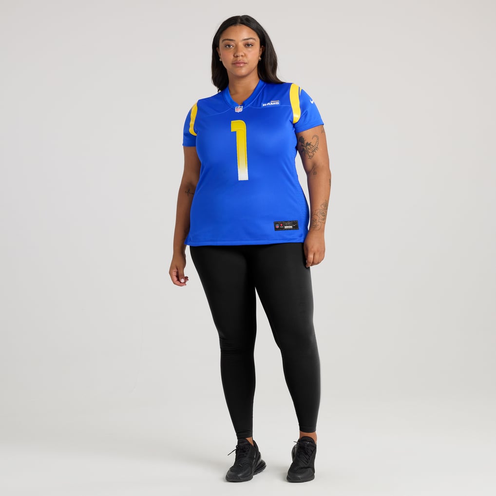 Women's Los Angeles Rams Number 1 Mom Royal Game Jersey