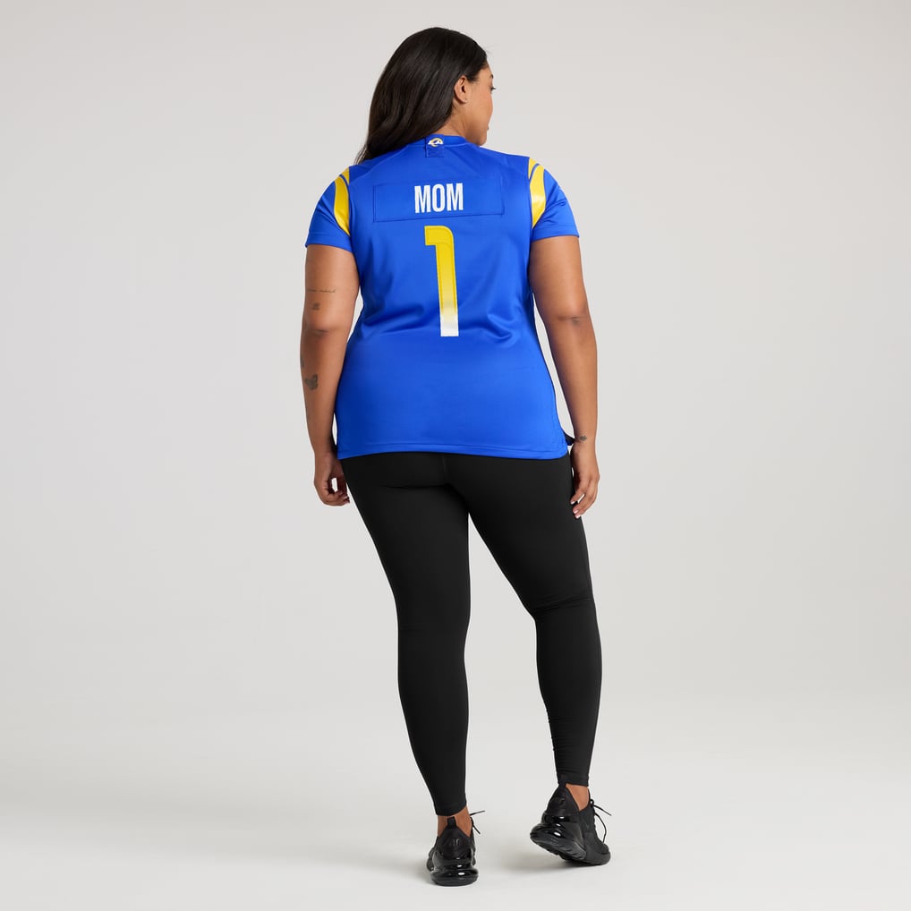Women's Los Angeles Rams Number 1 Mom Royal Game Jersey
