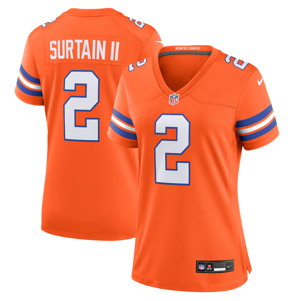 Women's Denver Broncos Patrick Surtain II Orange Mile High Collection 1977 Throwback Player Game Jersey