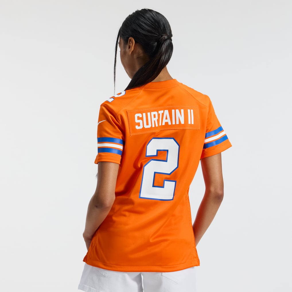 Women's Denver Broncos Patrick Surtain II Orange Mile High Collection 1977 Throwback Player Game Jersey