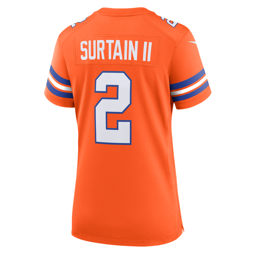 Women's Denver Broncos Patrick Surtain II Orange Mile High Collection 1977 Throwback Player Game Jersey