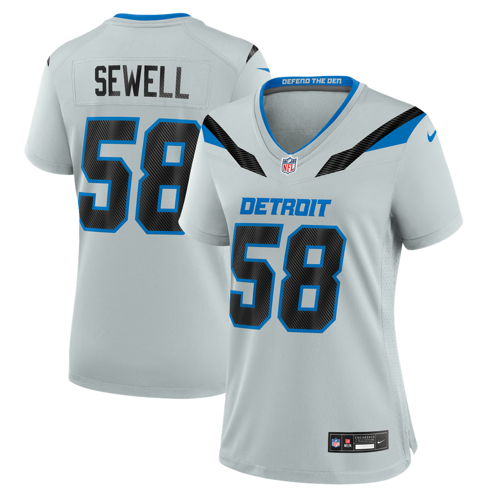 Women's Detroit Lions Penei Sewell Silver 2026 Rivalries Collection Game Jersey