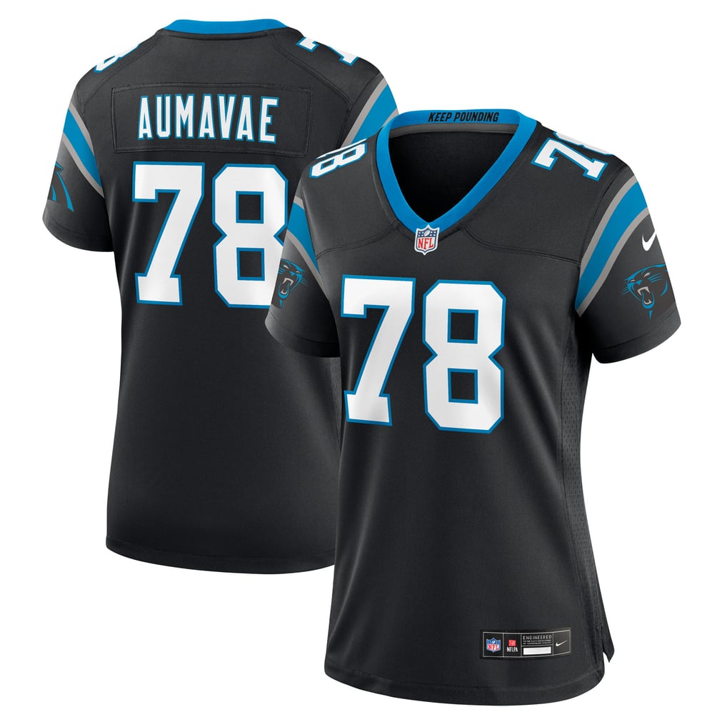 Women's Carolina Panthers Popo Aumavae Black Team Game Jersey