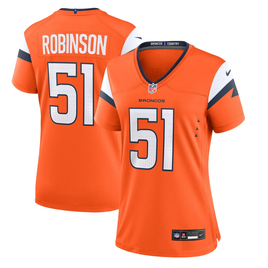 Women's Denver Broncos Que Robinson Orange Team Game Jersey