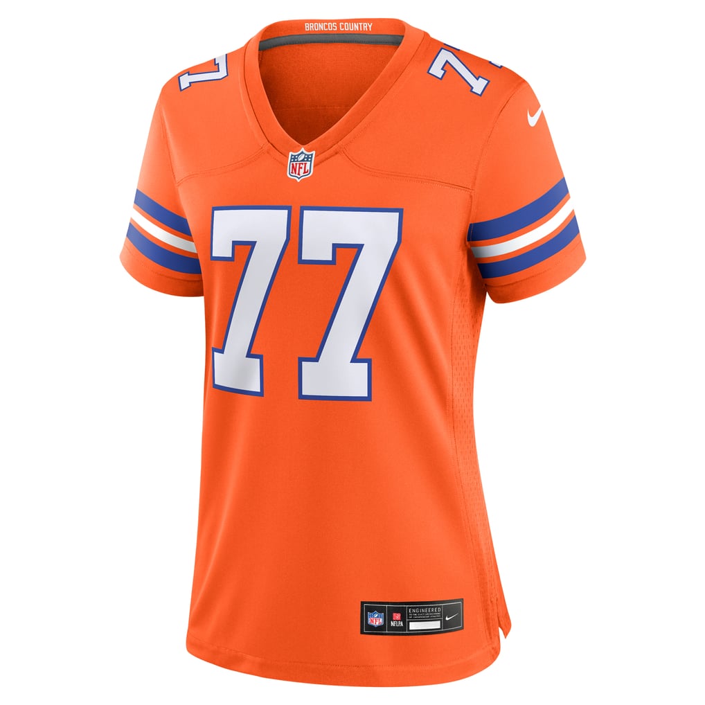 Women's Denver Broncos Quinn Meinerz Orange Mile High Collection 1977 Throwback Player Game Jersey