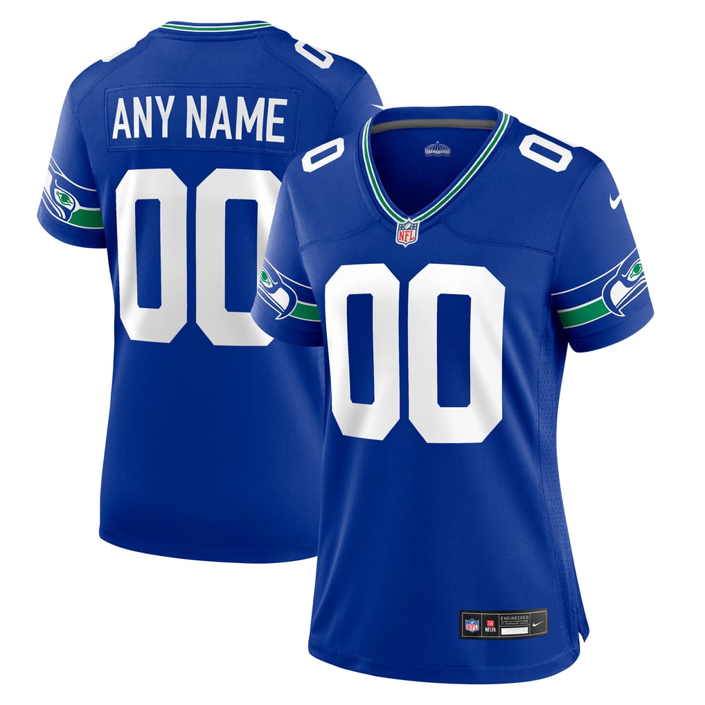 Women's Seattle Seahawks Royal Throwback Custom Jersey