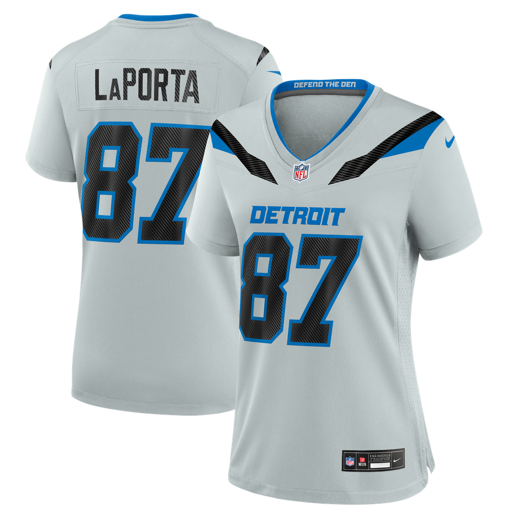 Women's Detroit Lions Sam LaPorta Silver 2026 Rivalries Collection Game Jersey