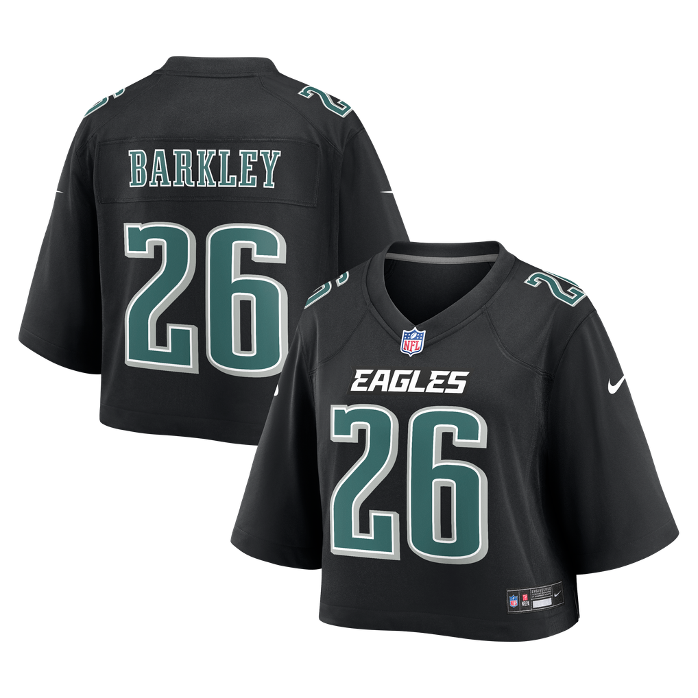 Women's Philadelphia Eagles Saquon Barkley Black Cropped Fashion Game Jersey