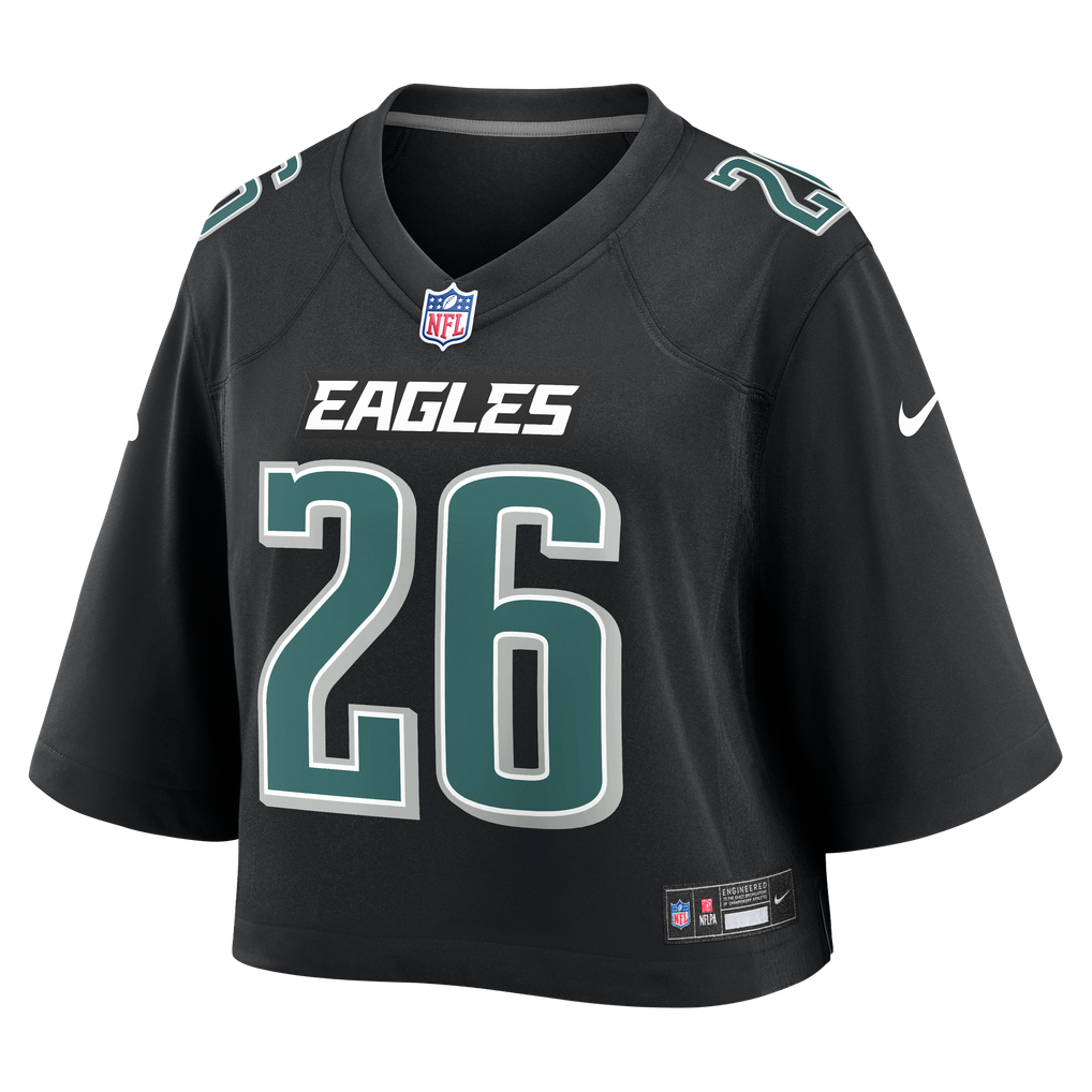 Women's Philadelphia Eagles Saquon Barkley Black Cropped Fashion Game Jersey