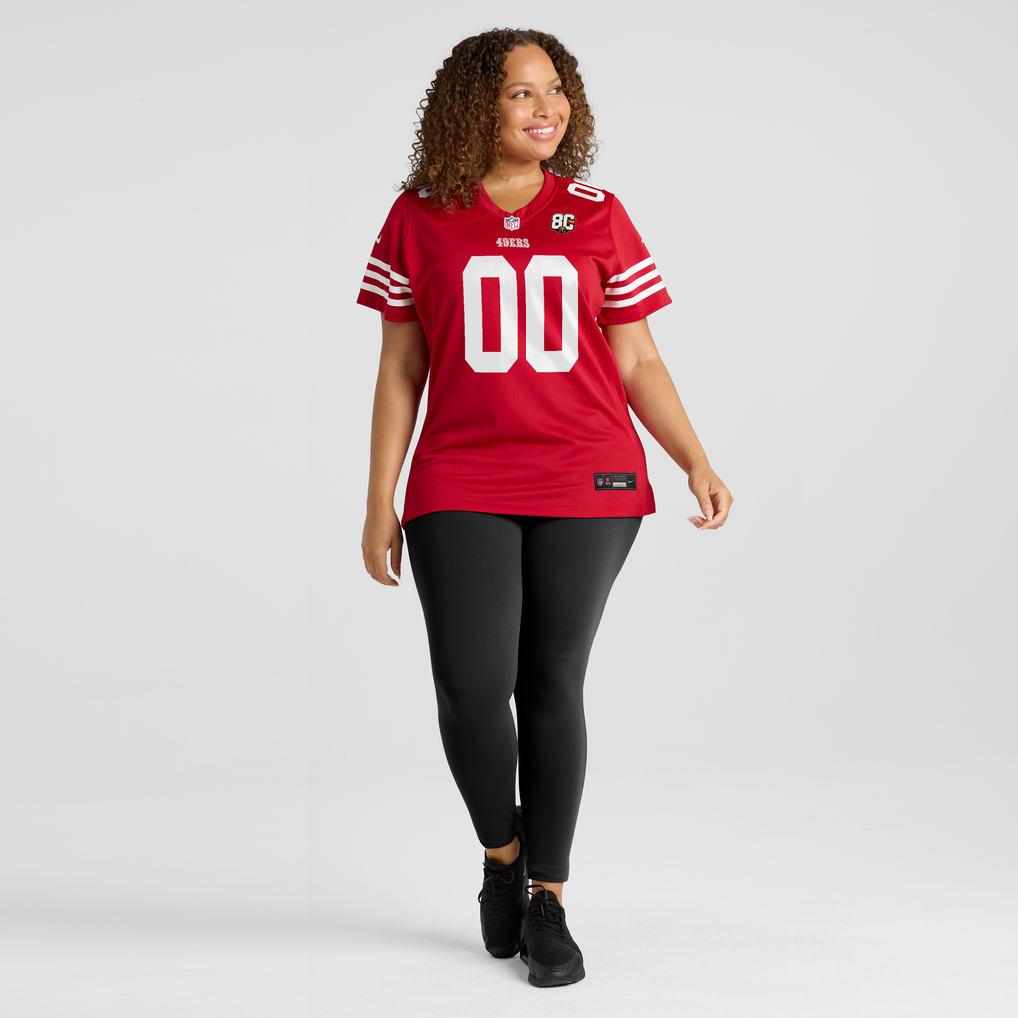 Women's San Francisco 49ers Scarlet 80th Anniversary Custom Game Jersey