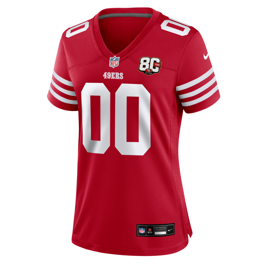 Women's San Francisco 49ers Scarlet 80th Anniversary Custom Game Jersey