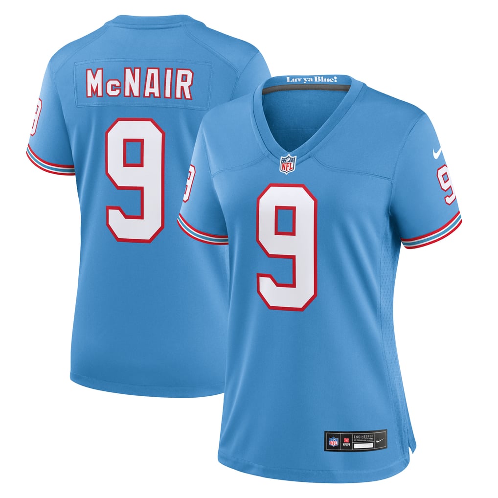 Women's Tennessee Titans Steve McNair Light Blue Oilers Throwback Retired Player Game Jersey