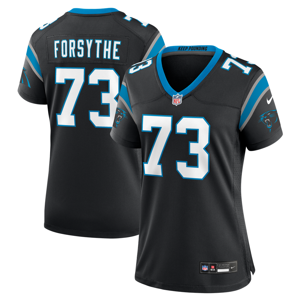Women's Carolina Panthers Stone Forsythe Black Team Game Jersey