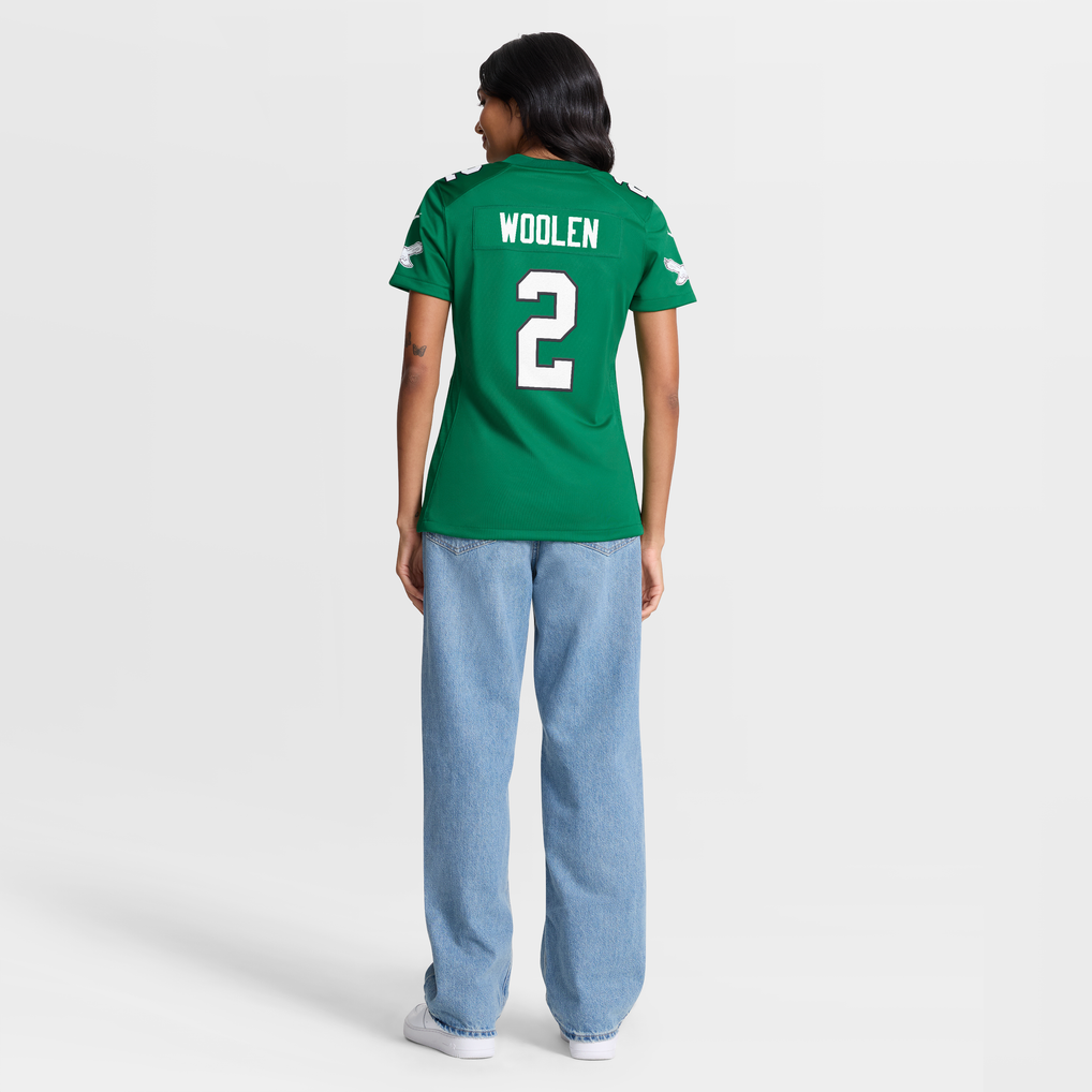 Women's Philadelphia Eagles Tariq Woolen Kelly Green Alternate Game Jersey