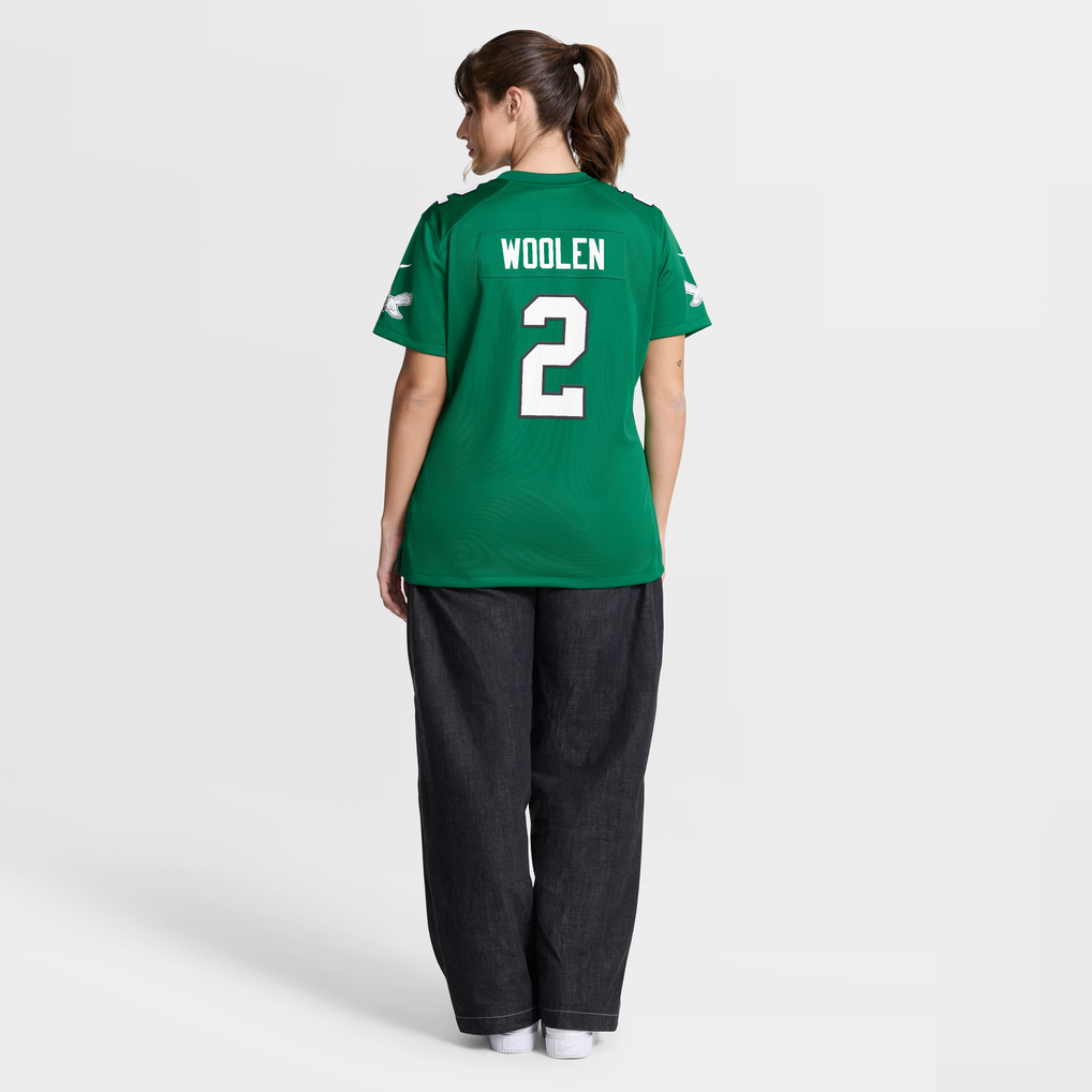 Women's Philadelphia Eagles Tariq Woolen Kelly Green Alternate Game Jersey
