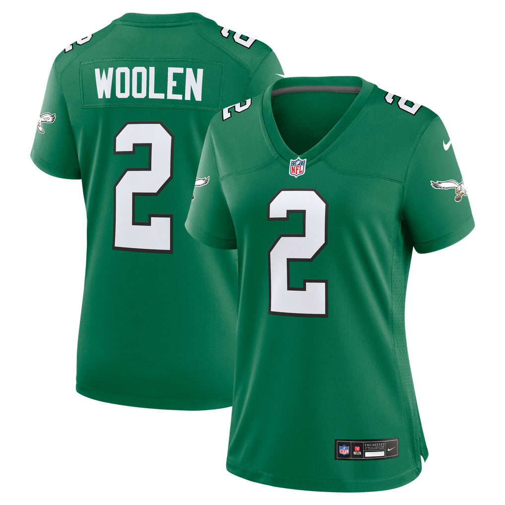 Women's Philadelphia Eagles Tariq Woolen Kelly Green Alternate Game Jersey