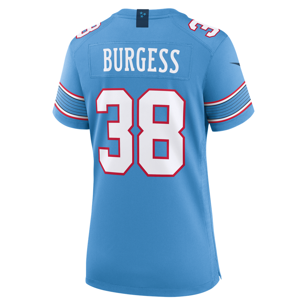 Women's Tennessee Titans Terrell Burgess Light Blue Team Game Jersey