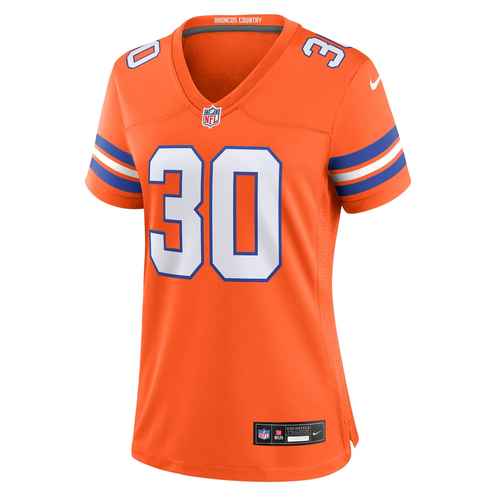 Women's Denver Broncos Terrell Davis Orange Mile High Collection 1977 Throwback Retired Player Game Jersey
