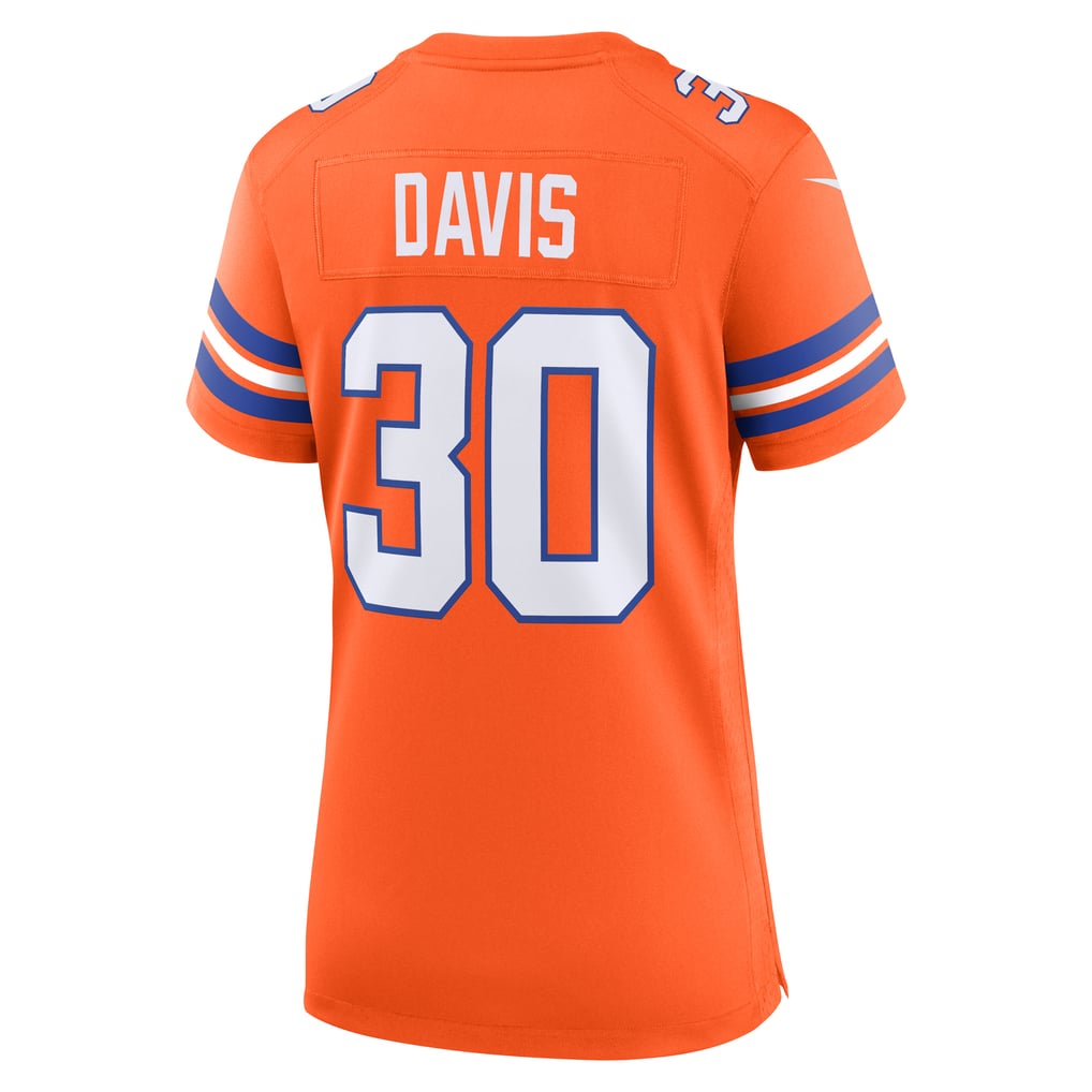 Women's Denver Broncos Terrell Davis Orange Mile High Collection 1977 Throwback Retired Player Game Jersey